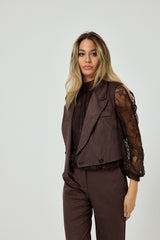 Camicia in pizzo marrone FEDERICA BI