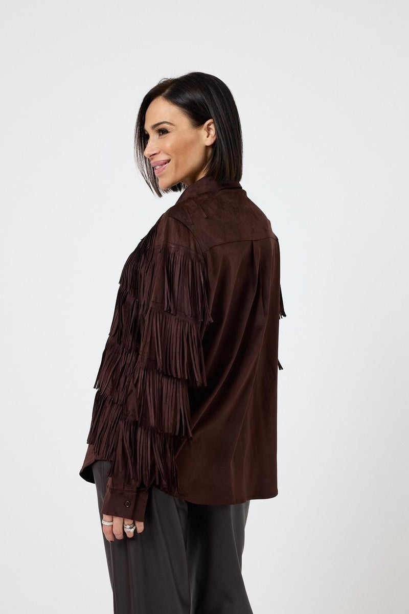 Camicia in suede cioccolato FEDERICA BI