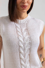 Gilet in maglia treccia FEDERICA BI (piu’ colori)