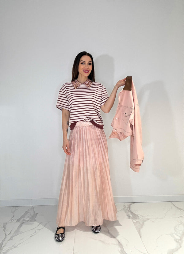 Gonna plissettata rosa pesca FEDERICA BI