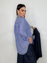 Camicia gessata blu FEDERICA BI