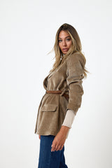 Blazer in velluto beige FEDERICA BI