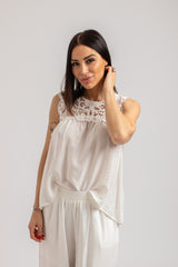 Completo bianco top e pantalone FEDERICA BI