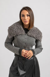 Cardigan grigio ecofur ricciolino FEDERICA BI
