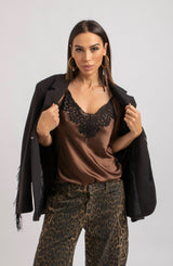 Top in viscosa cioccolato FEDERICA BI