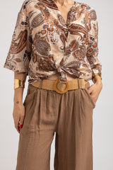 Camicia batik beige e cioccolato FEDERICA BI
