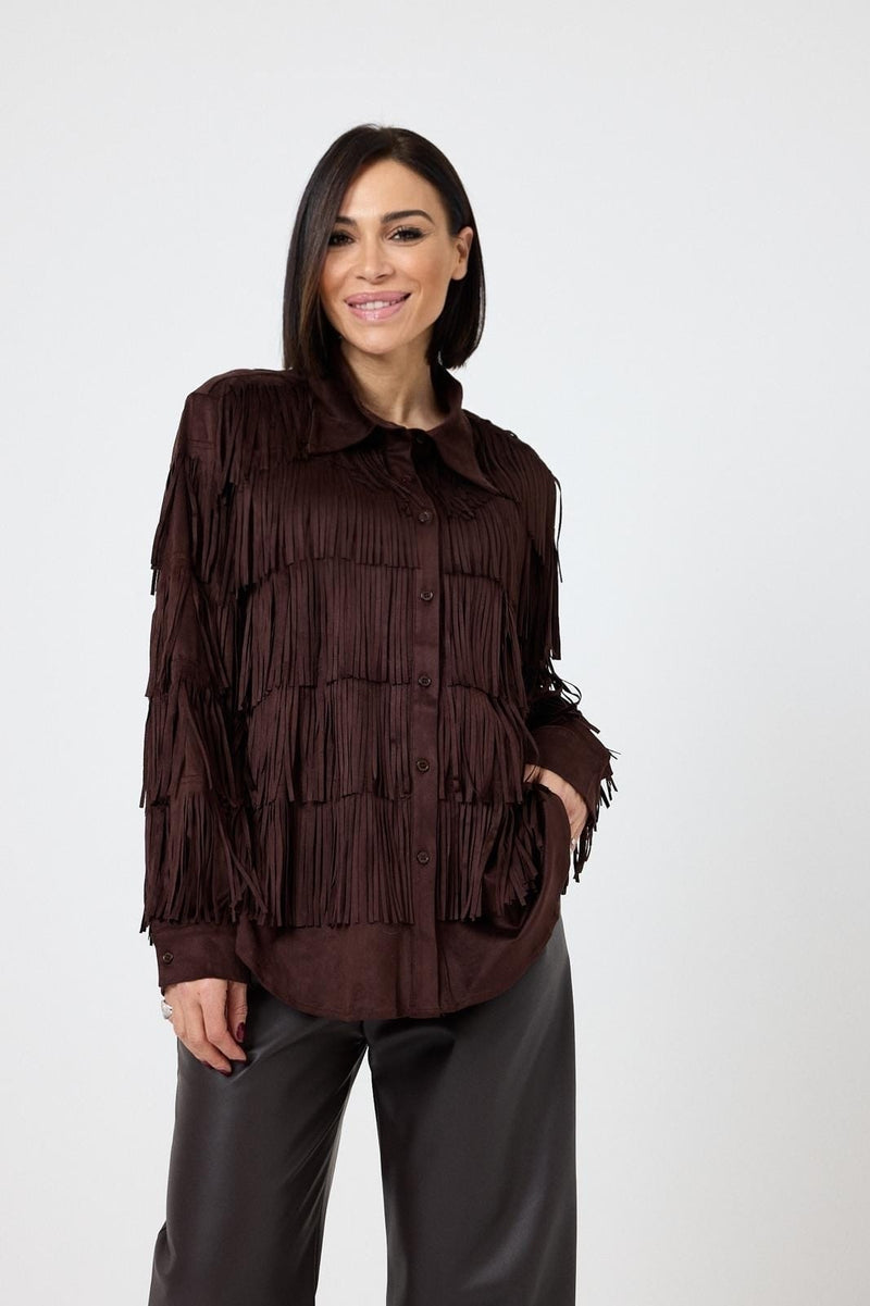 Camicia in suede cioccolato FEDERICA BI