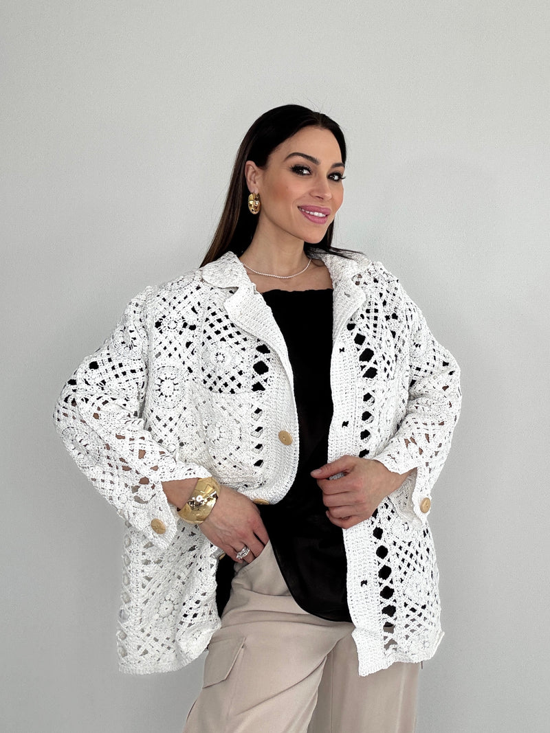 Cardigan in cotone crochet FEDERICA BI