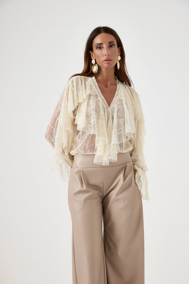 Camicia in pizzo burro FEDERICA BI