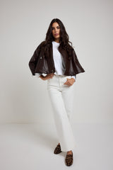 Giacca in ecopelle marrone FEDERICA BI