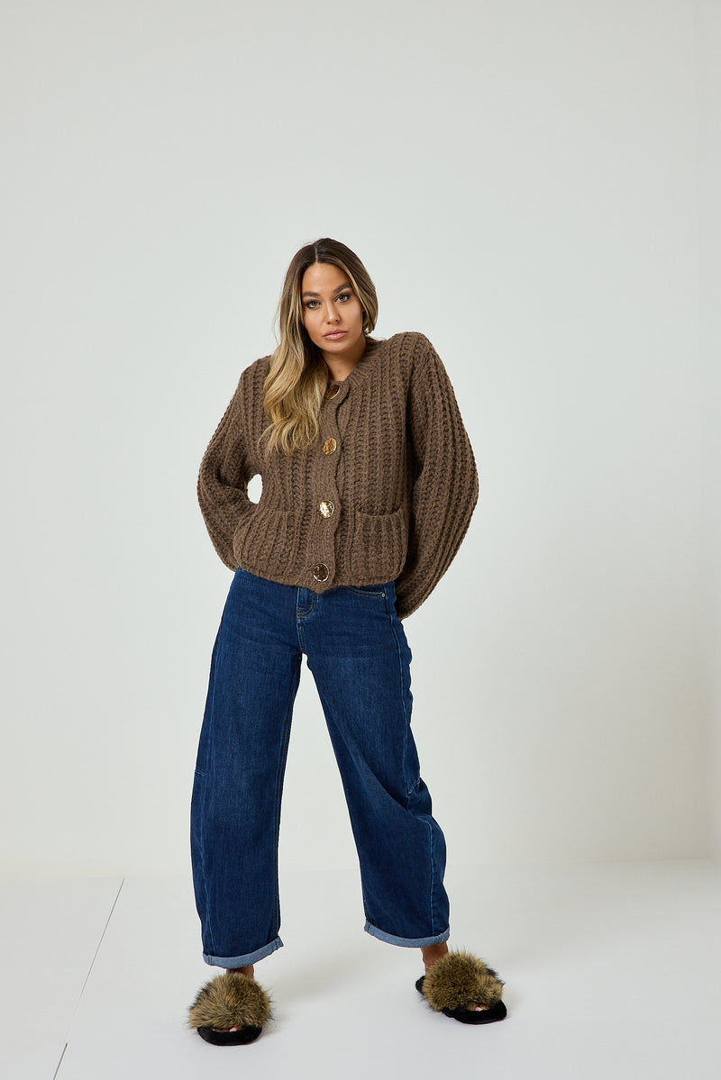 Cardigan bottone oro FEDERICA BI