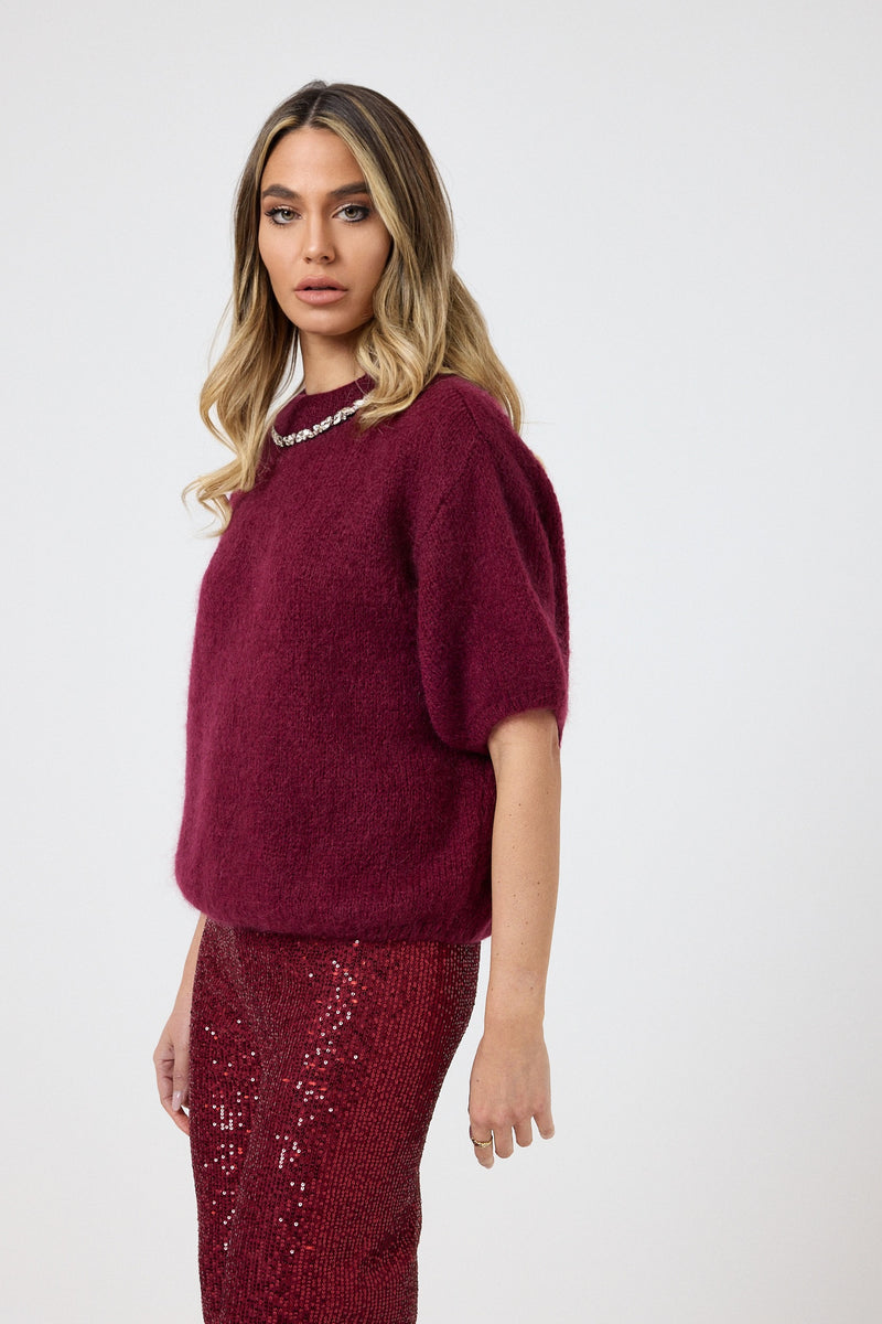 Pantalone in paillettes bordeaux FEDERICA BI