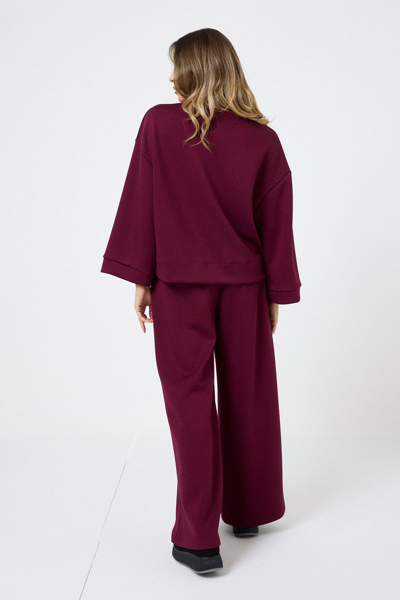 Completo tuta in punto Milano bordeaux FEDERICA BI