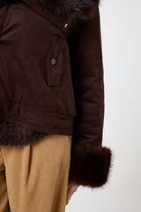 Giacca in ecosuede marrone ecopelliccia FEDERICA BI
