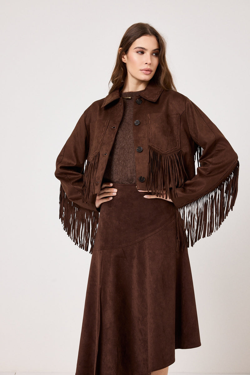 Giacca in ecosuede marrone FEDERICA BI