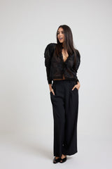 Pantalone nero in cadi FEDERICA BI