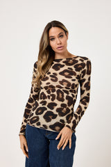 Maglia misto cachemire stampa macu marrone FEDERICA BI