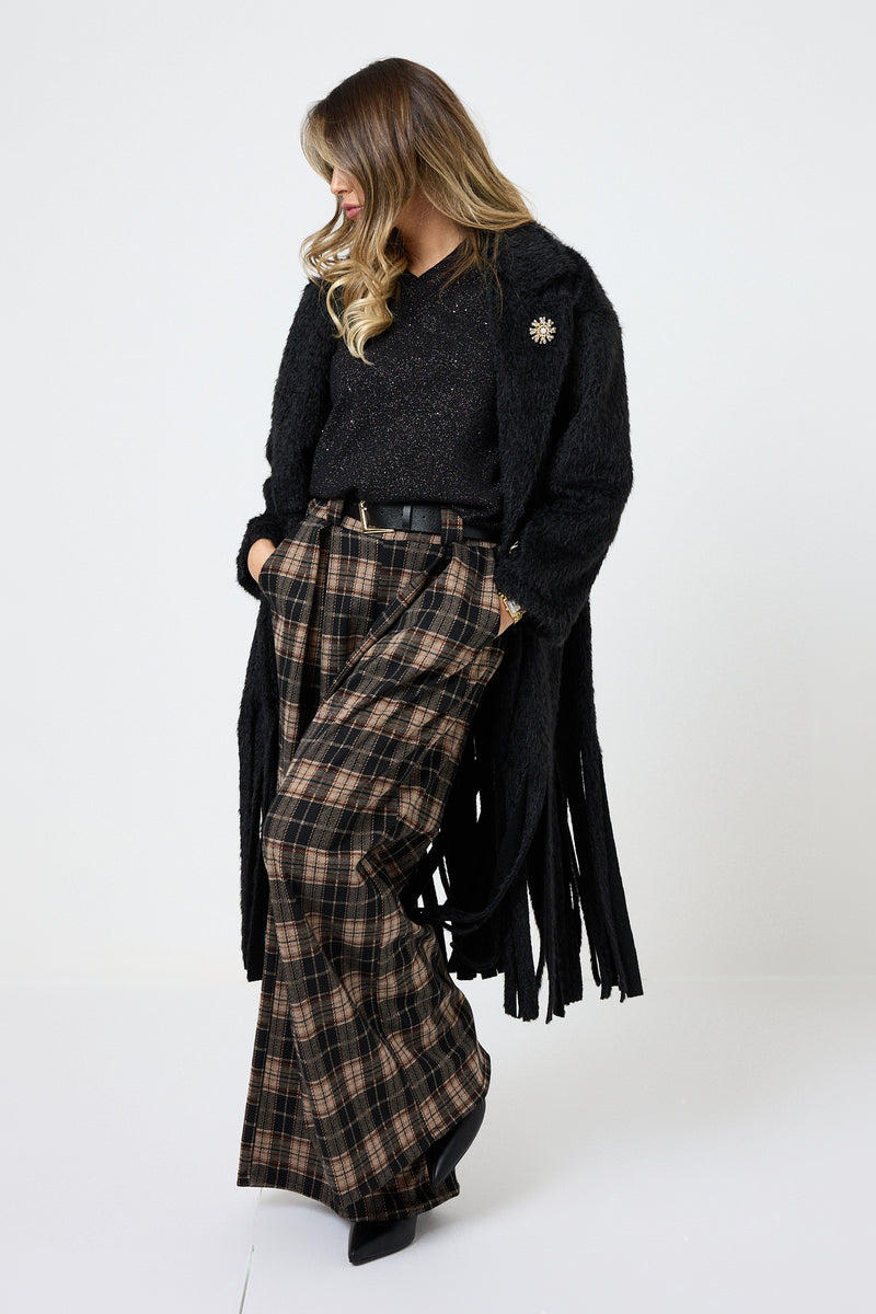 Cappotto lungo con frange FEDERICA BI ( due colori )