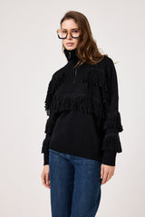 Cardigan con zip e frange FEDERICA BI ( vari colori )