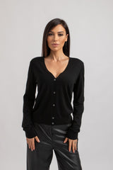 Cardigan in lana nero FEDERICA BI