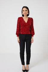 Maglia in velluto rosso FEDERICA BI