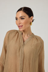 Camicia biscotto perline FEDERICA BI