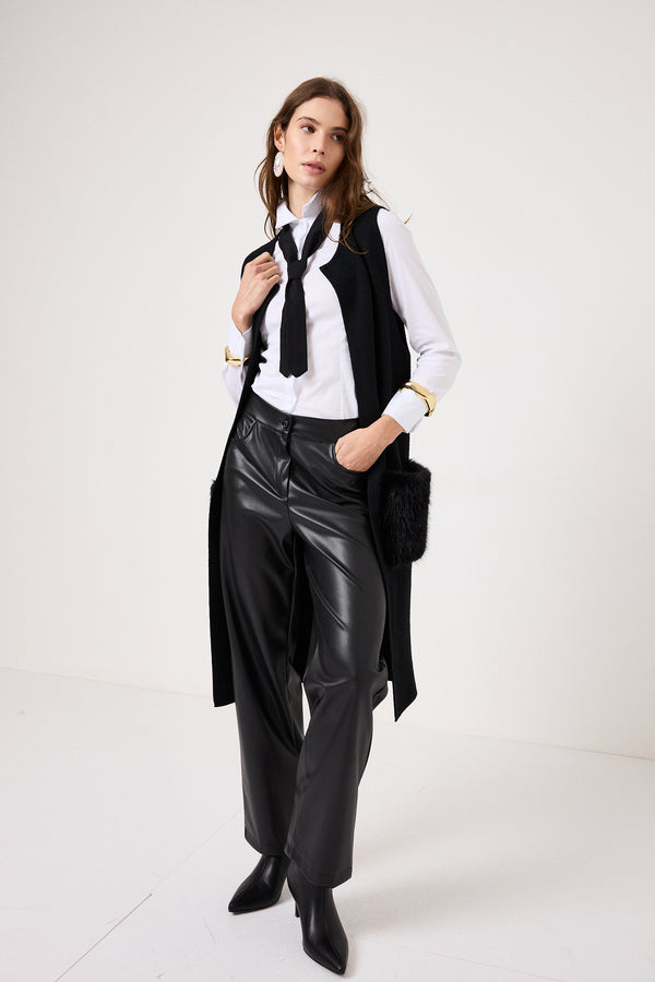Pantalone nero in ecopelle FEDERICA BI