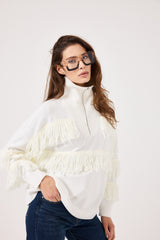 Cardigan con zip e frange FEDERICA BI ( vari colori )