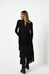 Gonna nera in ecosuede con frange FEDERICA BI