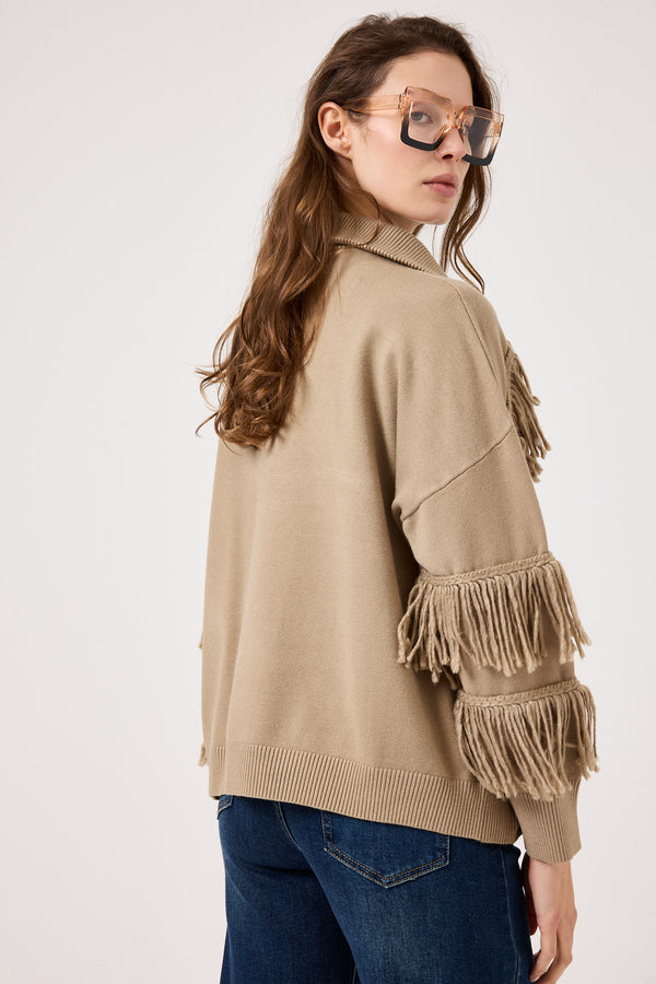 Cardigan con zip e frange FEDERICA BI ( vari colori )