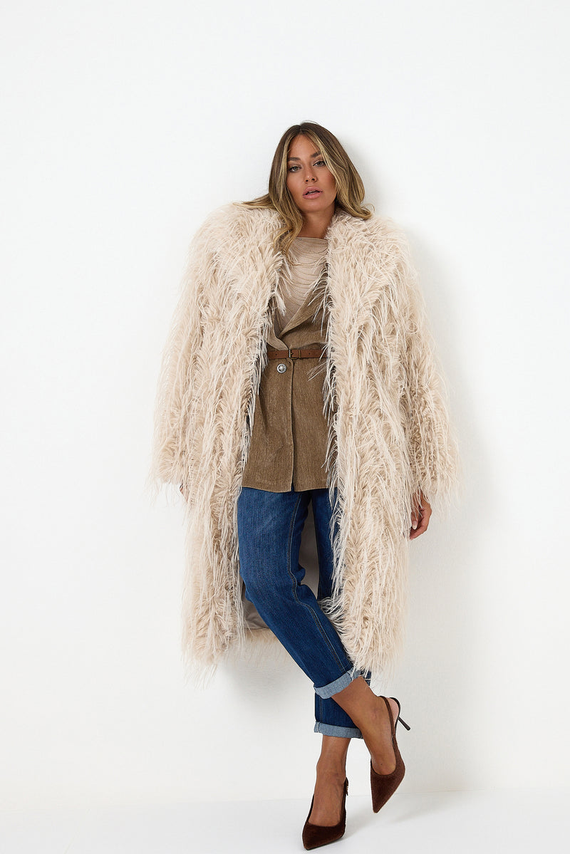 Ecopelliccia beige FEDERICA BI