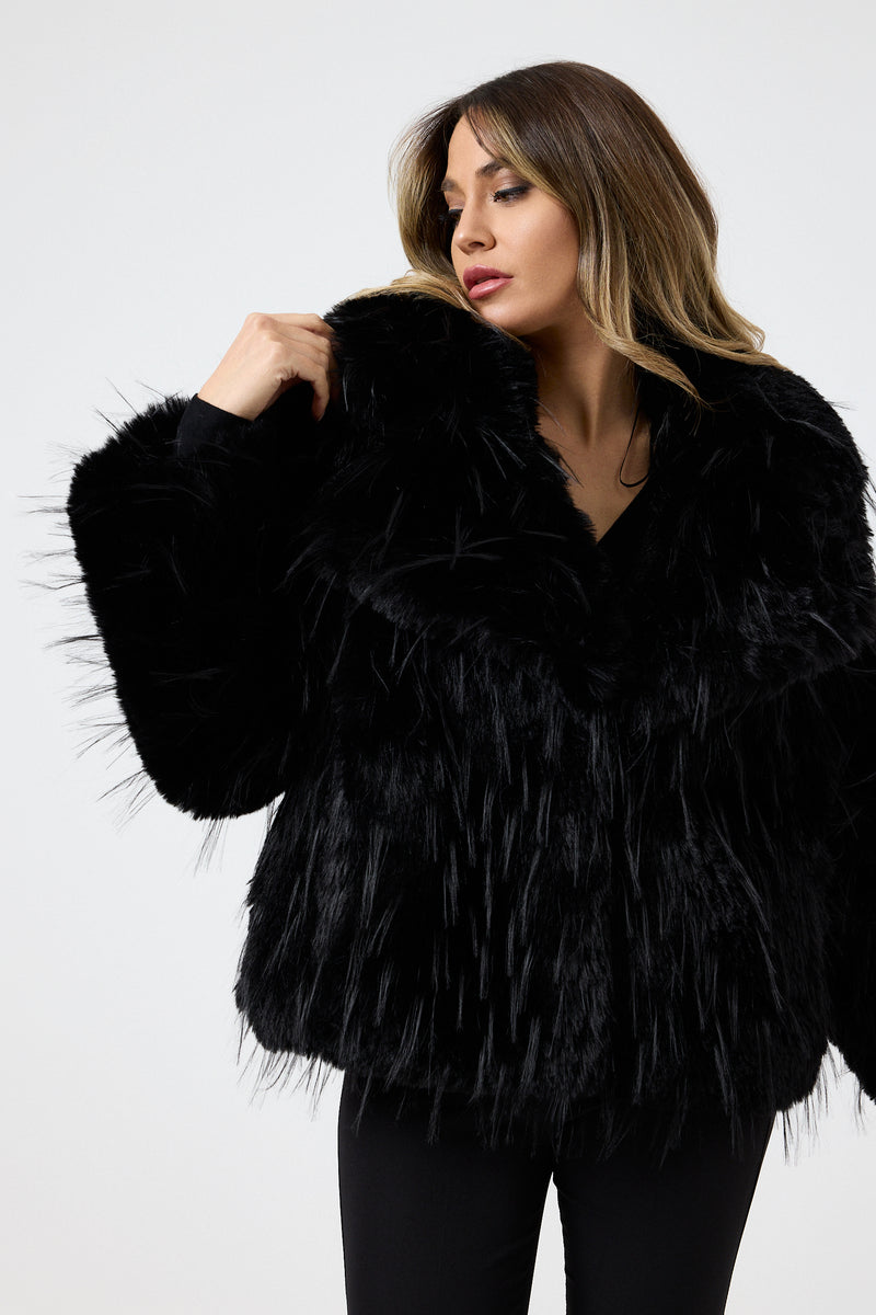 Ecopelliccia nera FEDERICA BI