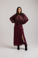 Giacchina FEDERICA BI in raso bordeaux