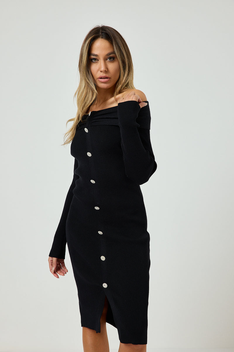 Abito bottoni gioiello FEDERICA BI ( due colori )