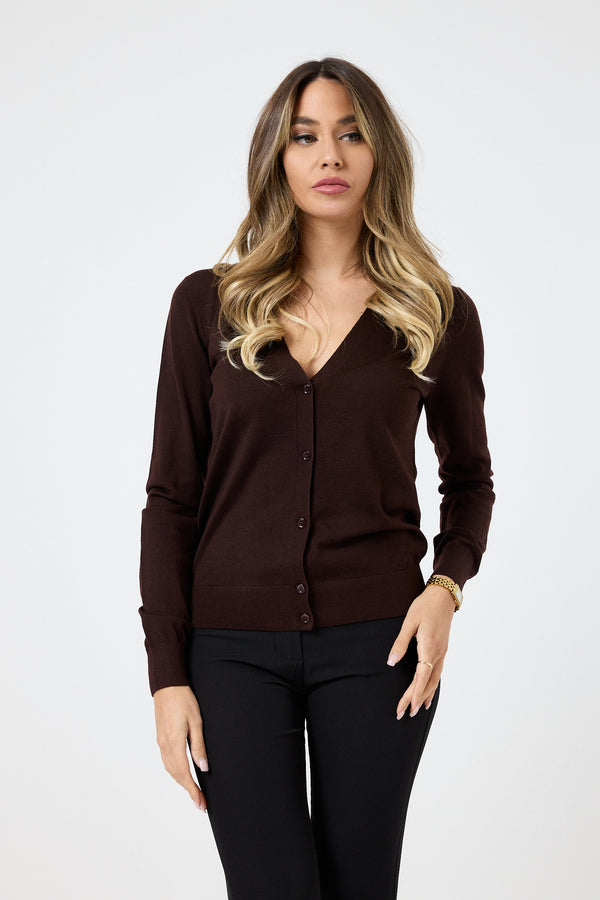 Cardigan moro in lana moro FEDERICA BI