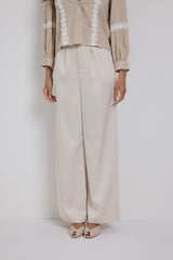 Pantalone in raso beige FEDERICA BI