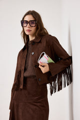 Giacca in ecosuede marrone FEDERICA BI