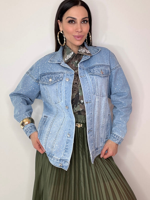 Giacca in denim e cristalli FEDERICA BI