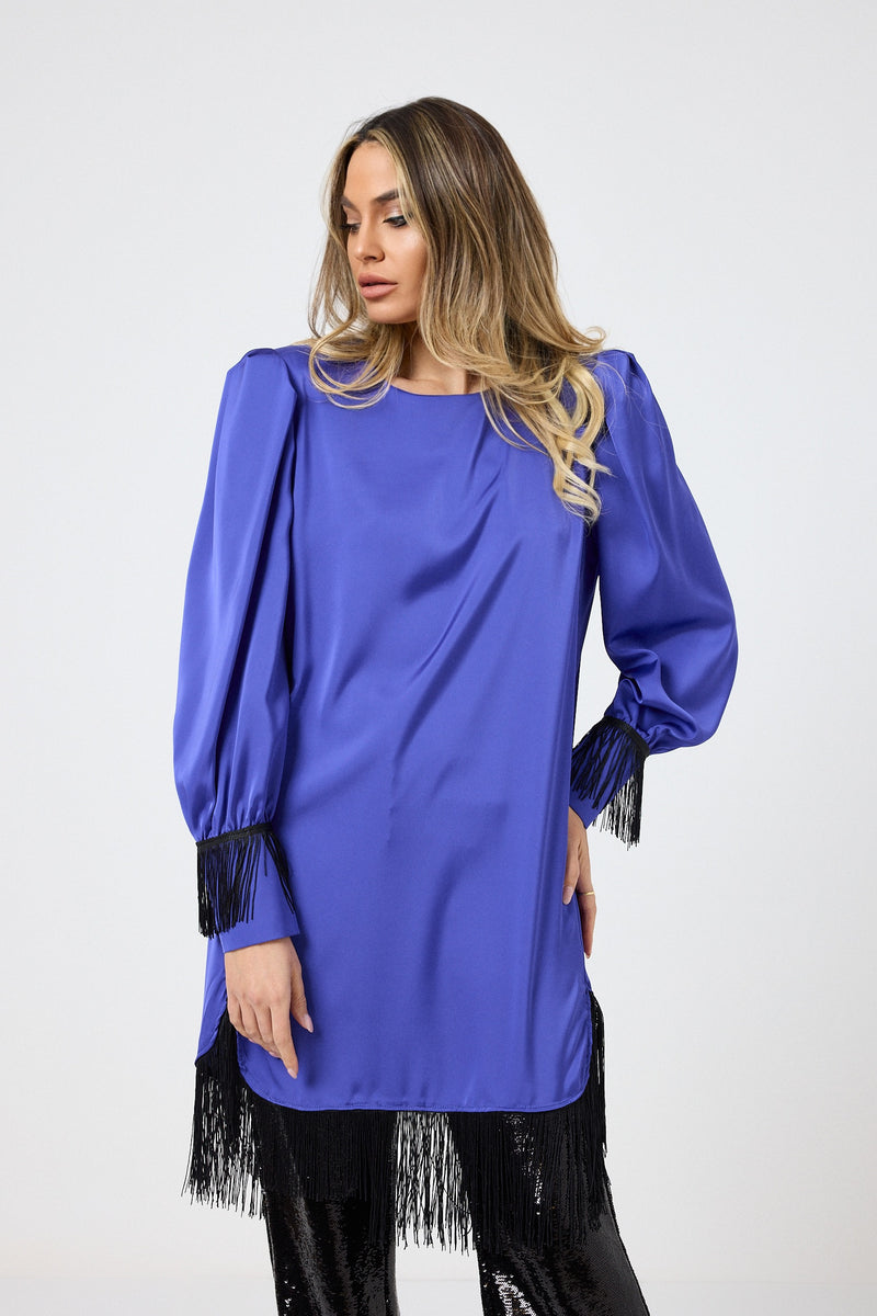 Abito in raso frange FEDERICA BI