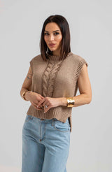 Gilet in maglia treccia FEDERICA BI (piu’ colori)