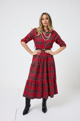 Abito tartan rosso FEDERICA BI