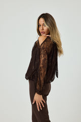 Camicia in pizzo marrone FEDERICA BI