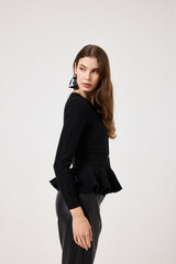 Maglia nera bottoni gioiello FEDERICA BI