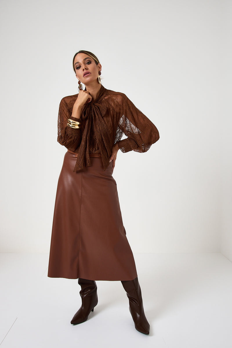Gonna in similpelle coccio FEDERICA BI