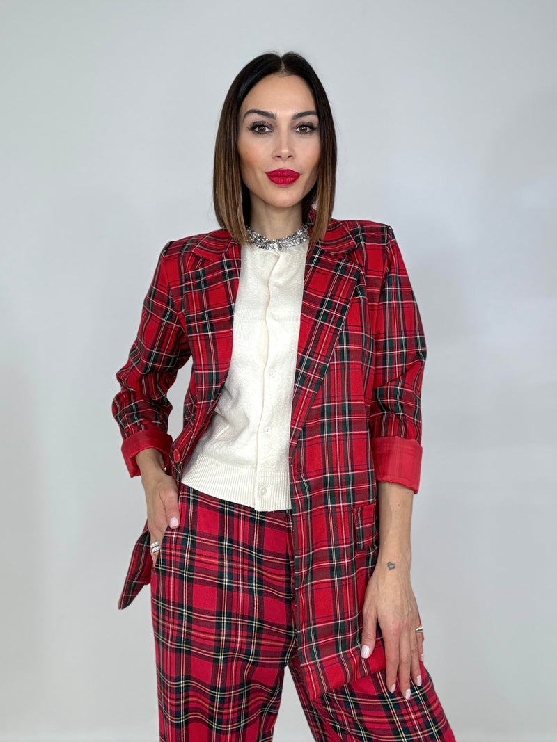 Pantalone tartan rosso FEDERICA BI