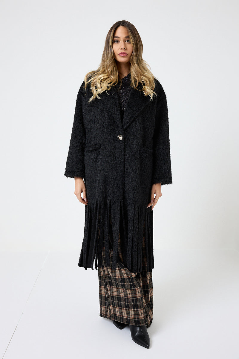 Cappotto lungo con frange FEDERICA BI ( due colori )