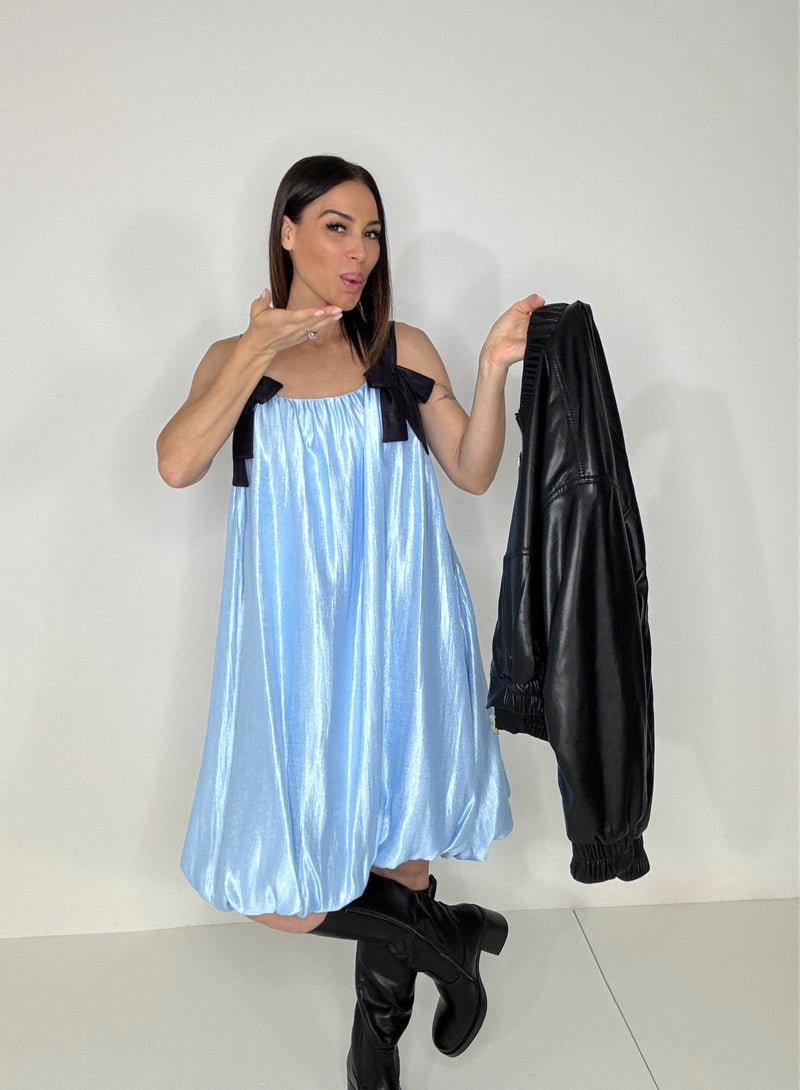 Abito in tafta’ azzurro FEDERICA BI