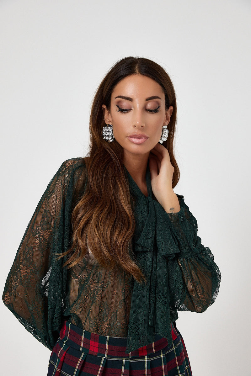 Camicia in pizzo verde scuro FEDERICA BI