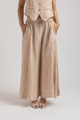 Pantalone in lino beige FEDERICA BI