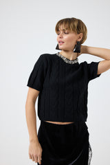 Maglia treccia cristalli FEDERICA BI